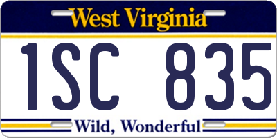 WV license plate 1SC835