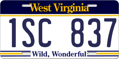WV license plate 1SC837