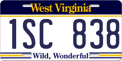 WV license plate 1SC838