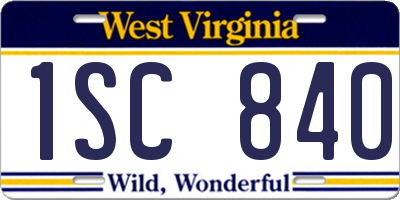 WV license plate 1SC840