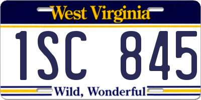 WV license plate 1SC845