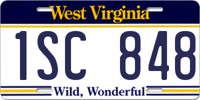 WV license plate 1SC848