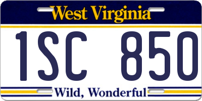 WV license plate 1SC850