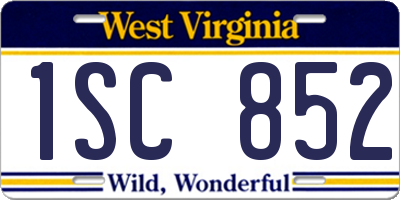 WV license plate 1SC852