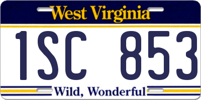 WV license plate 1SC853