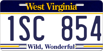 WV license plate 1SC854