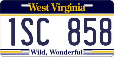 WV license plate 1SC858