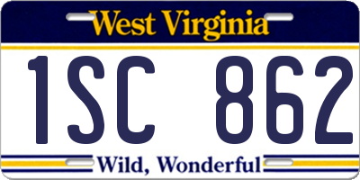 WV license plate 1SC862