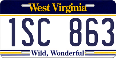 WV license plate 1SC863