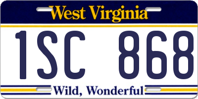 WV license plate 1SC868
