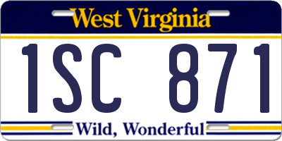 WV license plate 1SC871