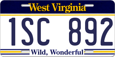 WV license plate 1SC892