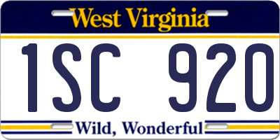 WV license plate 1SC920