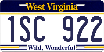 WV license plate 1SC922