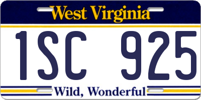 WV license plate 1SC925