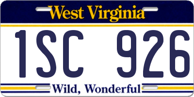 WV license plate 1SC926