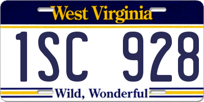 WV license plate 1SC928