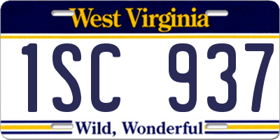 WV license plate 1SC937