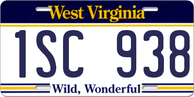 WV license plate 1SC938