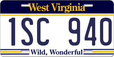 WV license plate 1SC940