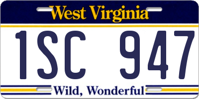 WV license plate 1SC947