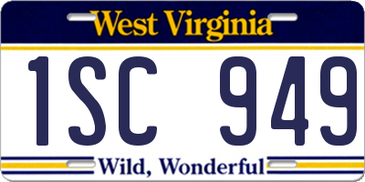 WV license plate 1SC949