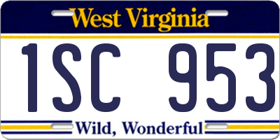 WV license plate 1SC953
