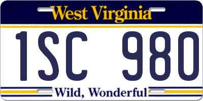 WV license plate 1SC980