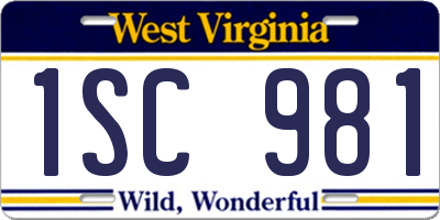 WV license plate 1SC981