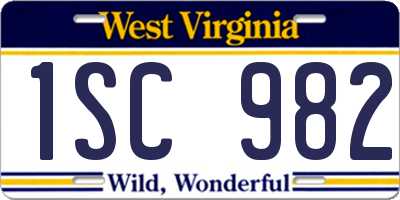 WV license plate 1SC982