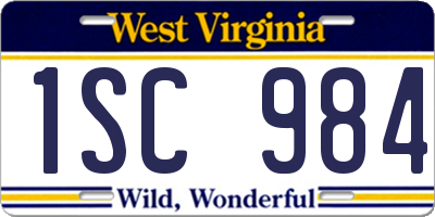 WV license plate 1SC984