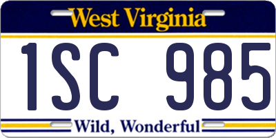 WV license plate 1SC985