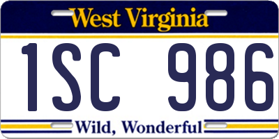 WV license plate 1SC986