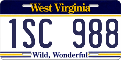 WV license plate 1SC988