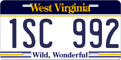 WV license plate 1SC992