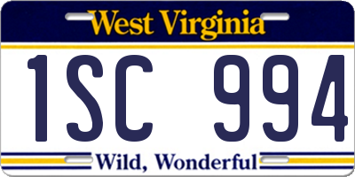 WV license plate 1SC994