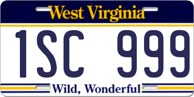WV license plate 1SC999