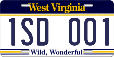 WV license plate 1SD001
