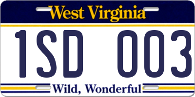 WV license plate 1SD003