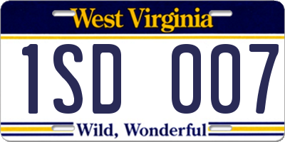 WV license plate 1SD007