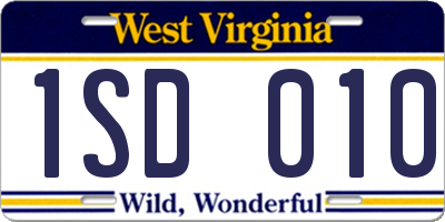 WV license plate 1SD010