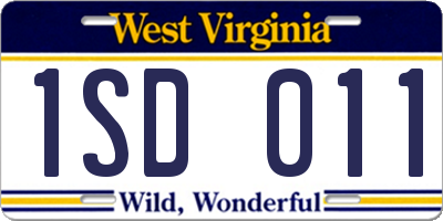 WV license plate 1SD011