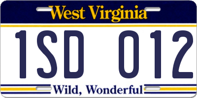 WV license plate 1SD012