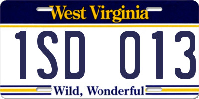 WV license plate 1SD013
