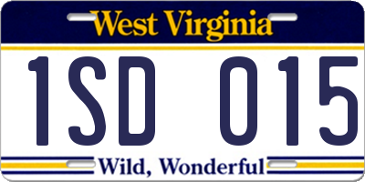 WV license plate 1SD015