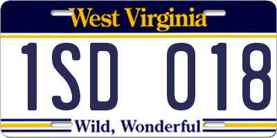 WV license plate 1SD018