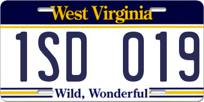 WV license plate 1SD019
