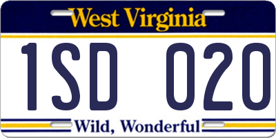 WV license plate 1SD020