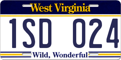 WV license plate 1SD024