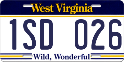WV license plate 1SD026